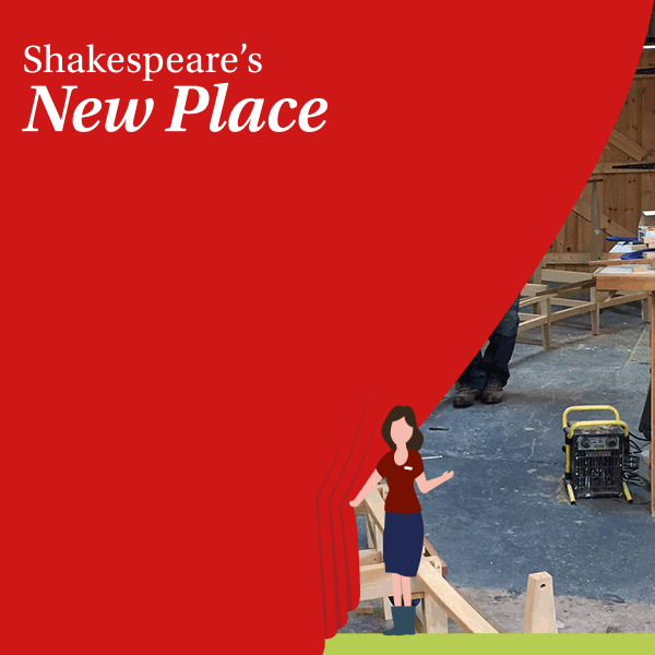 A figure draws aside a curtain to reveal the framework of the circular benches, with the designer standing by one.