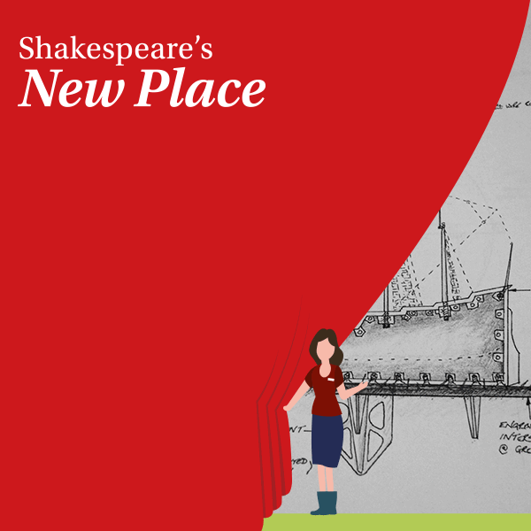 A figure draws aside a curtain to reveal a drawing for the sculpture of The King's Ship.