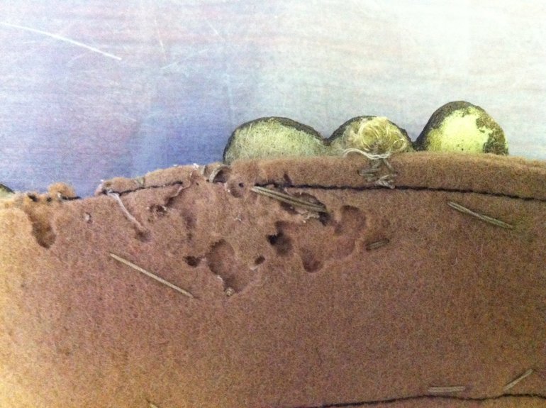 Insect damage to wool backing of belt worn by Richard Burton as ‘Henry V’ in the 1951 Stratford production.