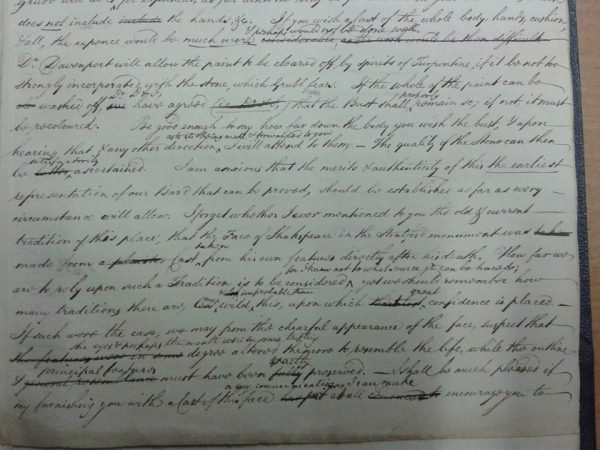 Original letter, R. B. Wheler to John Britton (ER1/34/3)