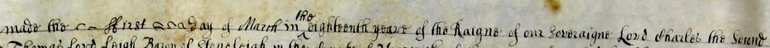 Detail from lease of land, showing the regnal date