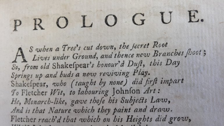 The Prologue page in "The Tempest or The Enchanted Isle", 1762