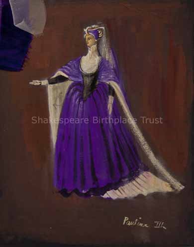 Image 1: Costume design for Peggy Ashcroft as Paulina. Design by Jacques Noël.