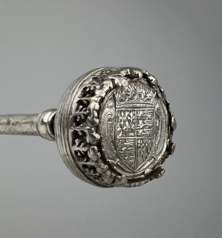 A 15th Century Bailiff's Mace, c.1475. This was modified in the 16th Century by the Stratford Coporation for the office of Sergeant-at-mace.