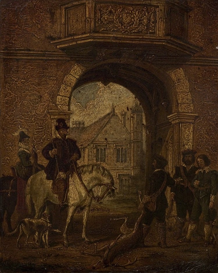 SBT 1970-7 The Deer-stealing Episode at Charlecote by Unknown Artist of the British School