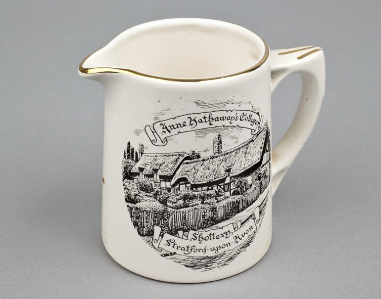 Mercian China pottery jug with cottage, 1970s