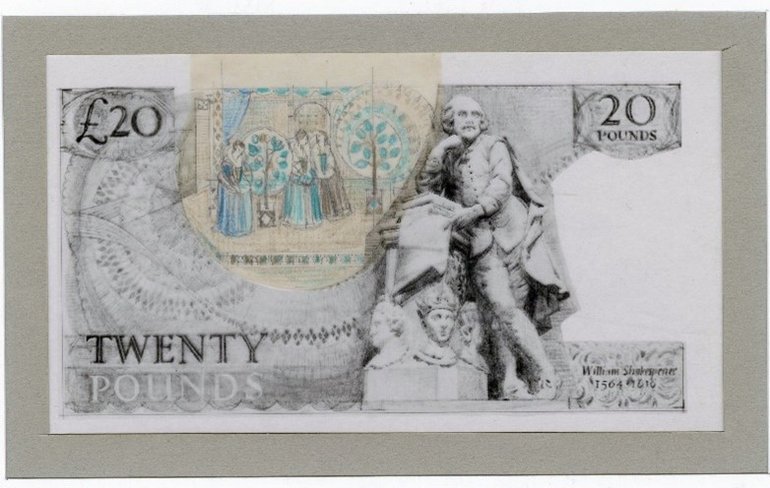 Design for the banknote featuring Much Ado about Nothing.