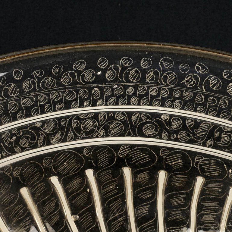 Detail of diamond point engraving on the wine bowl