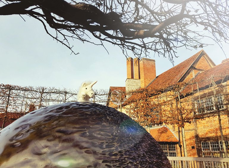 New Place, unicorn on the mind's eye statue