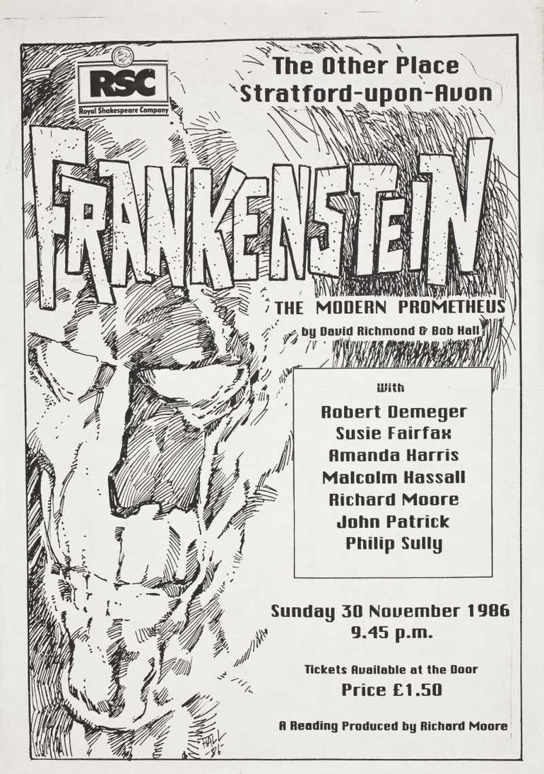 Programme for Frankenstein performed at the RSC in 1986