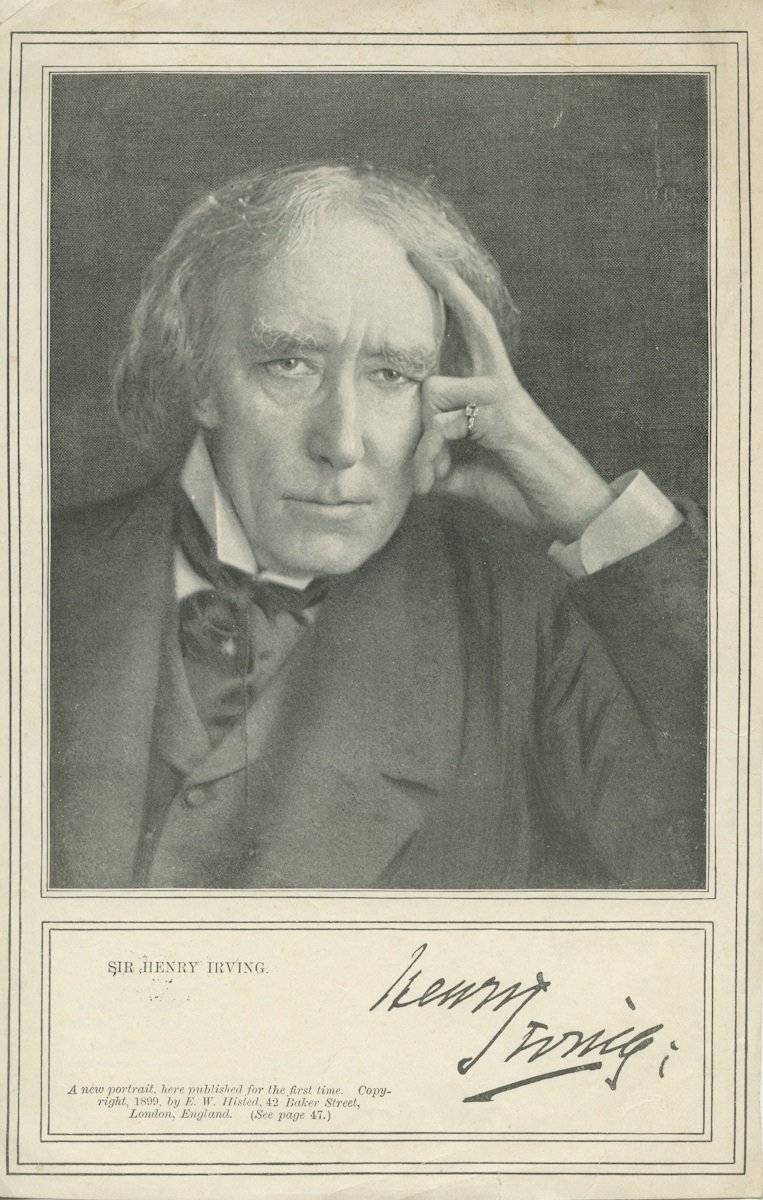 Signed portrait of Irving