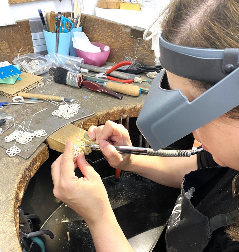 Sara creating the collection