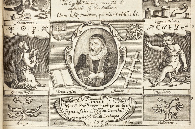 Burton's Anatomy of Melancholy 1676 frontispiece
