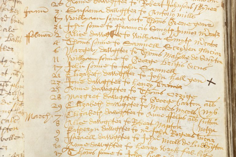 Parish Register Baptisms Elizabeth Hall