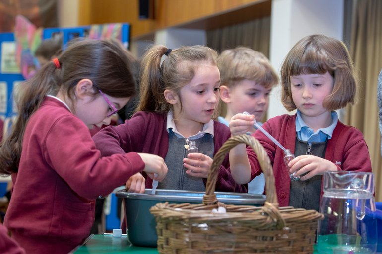the children participate in some hands-on crafts