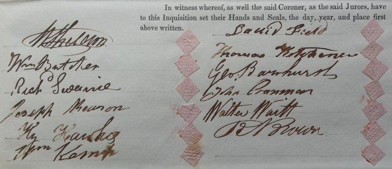 Signatures on the inquest document