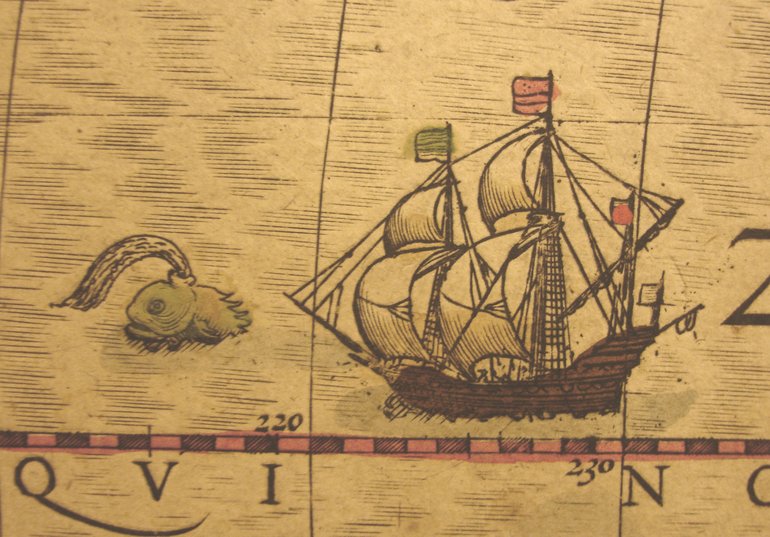 A detail from Mercator's Map of the Americas