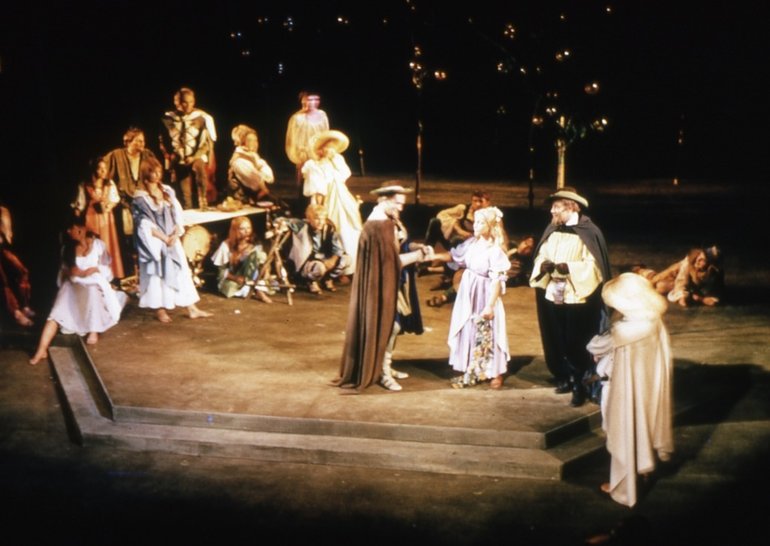 The Winter's Tale. Perdita giving “Hot lavender, mints, savory, marjoram, The Marigold that goes to bed wi’ the sun” to Polixenes and Camillo.