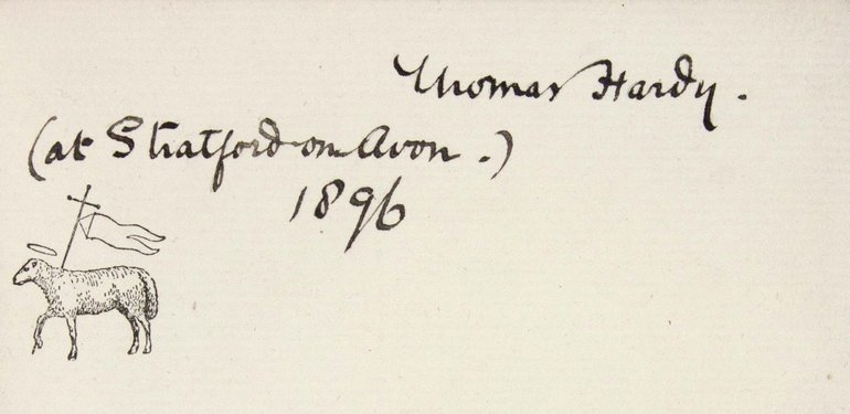 Thomas Hardy's signature in a 19th century copy of 'Hamlet'