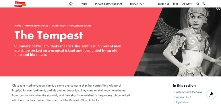 Shakespeare's Plays Tempest Page
